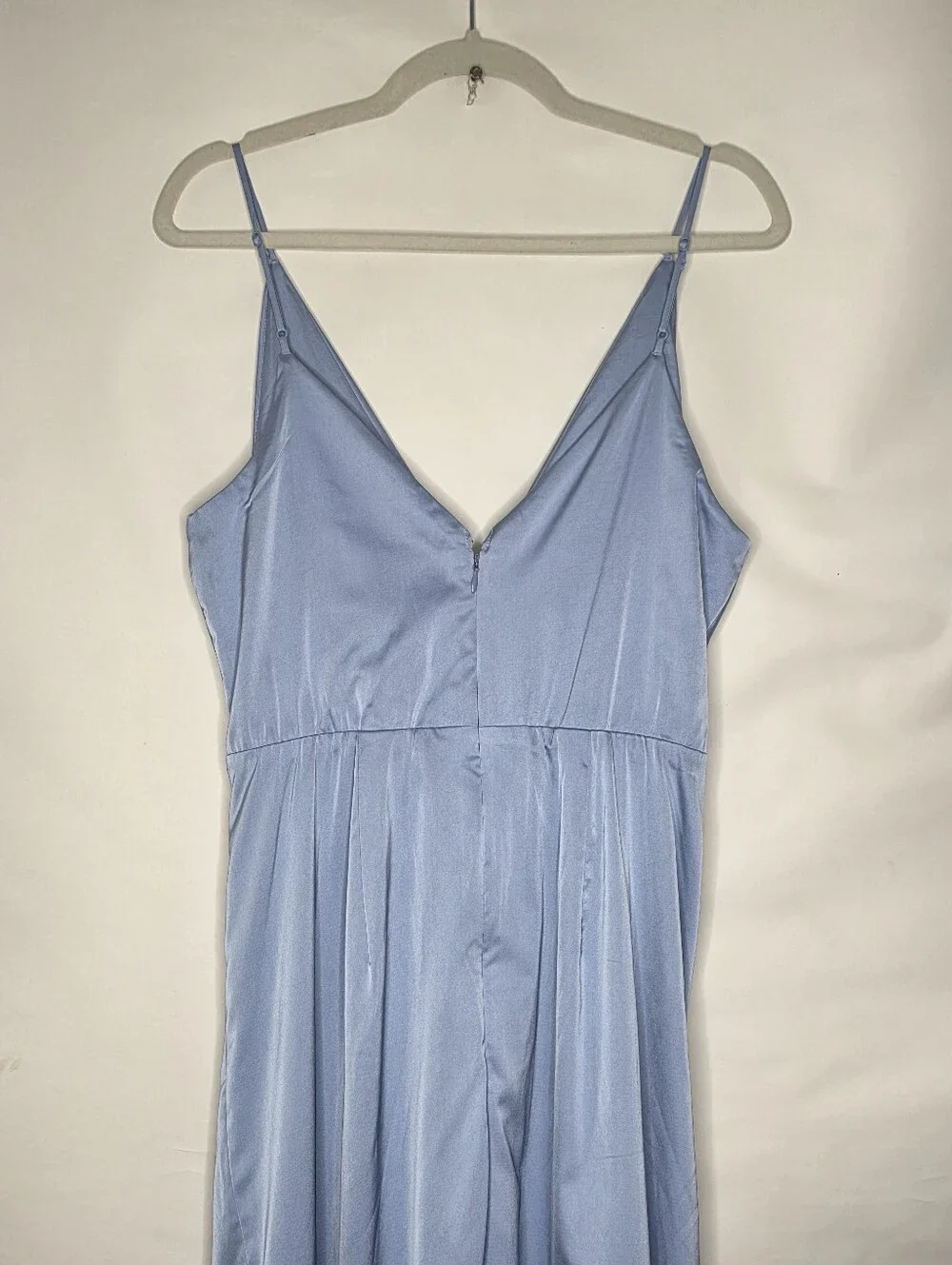 Abercrombie & Fitch Draped Twist Front Maxi Dress Size L Satin Blue Event Party